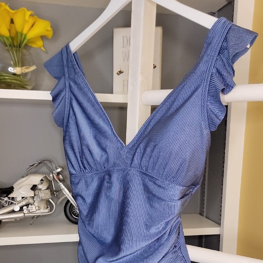 Blue Ruffled One Piece Ellen Tracy - Picture 11 of 12